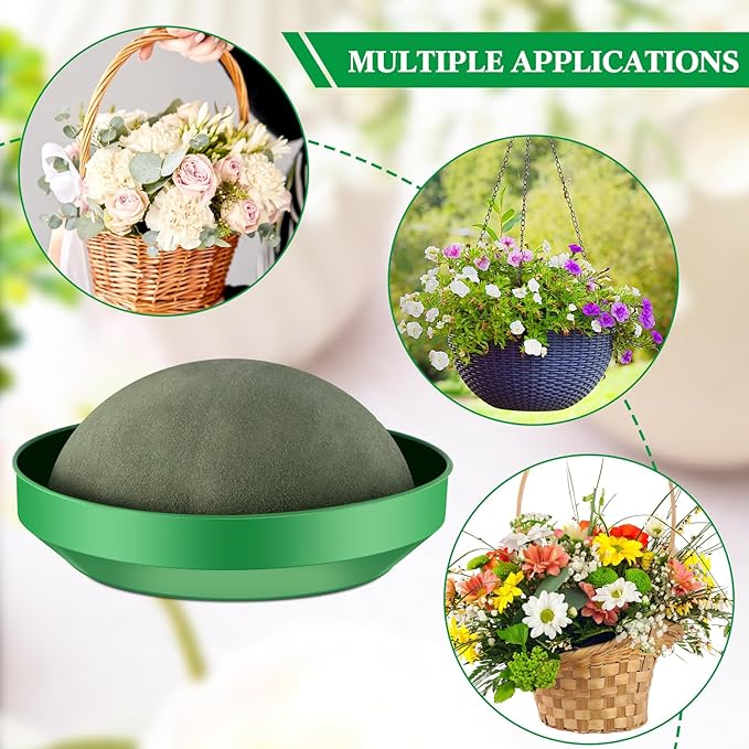 8 Sets Floral Foam Round, 5.5 x 2.7 Inch Floral Dry Round Flower Foam Half Ball with Bowl for Artificial Plant Arrangement and Wedding and Garden Decorations