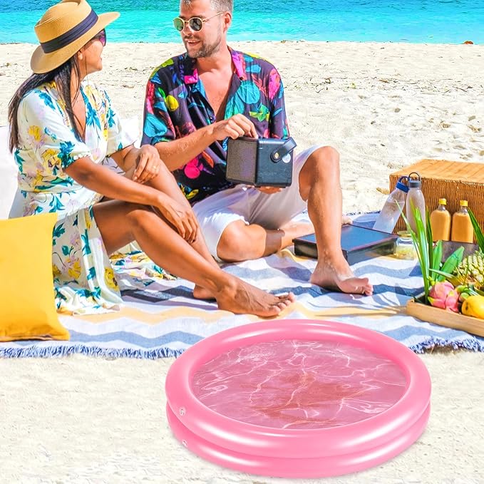 2 Pack Pink Inflatable Pool Foot Bath Basin, Swimming Pool Clean Feet, Foot Soaking Bath Basin for Pool Entry Ladder, Home Spa Treatment for Above Ground Pools