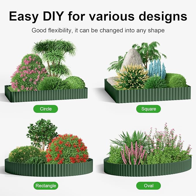 Land Guard Corrugated Metal Garden Edging, 6"×100Ft Steel Landscape Edging, Corrugated Metal Yard Edging Borders, Steel Edging for Landscaping, Garden Fence, Lawn, Flower Bed (Olive-Green)