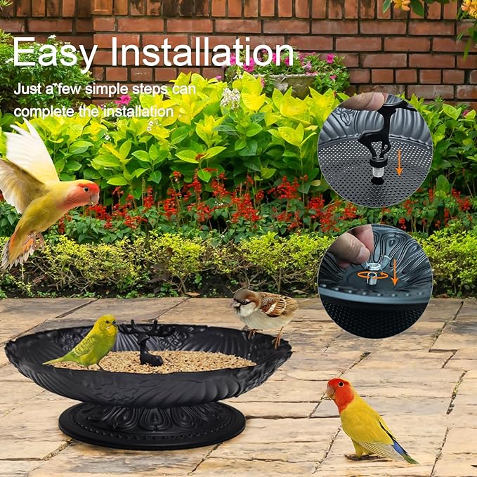 Ground Bird Feeder for Outdoors,11 Inches Metal Platform Bird Feeders Tray for the Garden/Backyard(2pack)