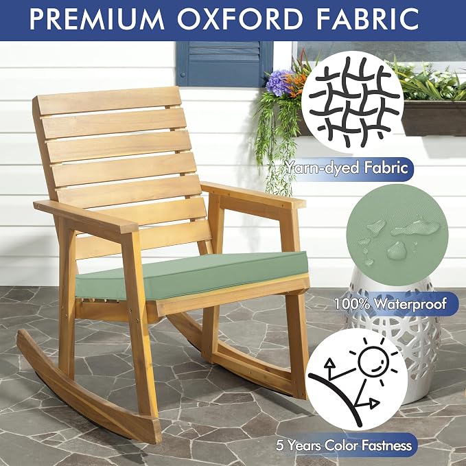 Outdoor Chair Cushions 22 x 22 Inch Water Resistant Patio Chair Cushions with Tie 3 Year Color Fastness Thick Outdoor Seat Cushion for Garden Lawn Patio Furniture Sage Green Set of 2