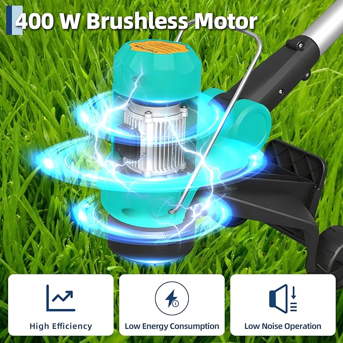 Electric String Trimmer Cordless - 12-inch 2x2.0Ah Batteries 20V Weed Wacker with Auto Feed Lawn Mover Lawn Tool with Charger, Powered Grass Cutter Trimmer with 8 pcs Spool Line