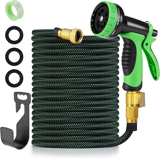 FrutPunch Garden Hose 25 FT,Non-Expanding,10 Functional Nozzles,Garden Hose anti-kink,Heavy Duty Flexible Water Hose 25 FT,Suitable for Outdoor,Yard, Lawn, Car Washing and Other Scenes. (25ft)