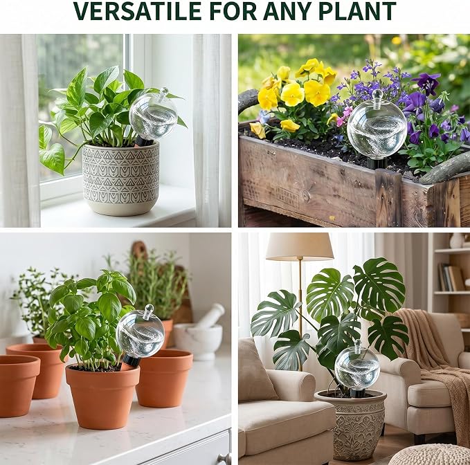 6 Pack 26 oz Extra Large Plant Self Watering Globes with Caps, Slow Release Watering Bulbs for Indoor/Outdoor Plants, Up to 3 Weeks Watering, Durable for Vacation, Gift for Plant Lovers