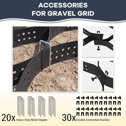 17.6 ft × 6.6 ft Gravel Grid Geocell Ground Grid for Driveways, Parking Pads & Slopes — Ground Stabilization for Gravel & Soil, Ideal for Livestock Areas, Paths, Sheds & Mud Control