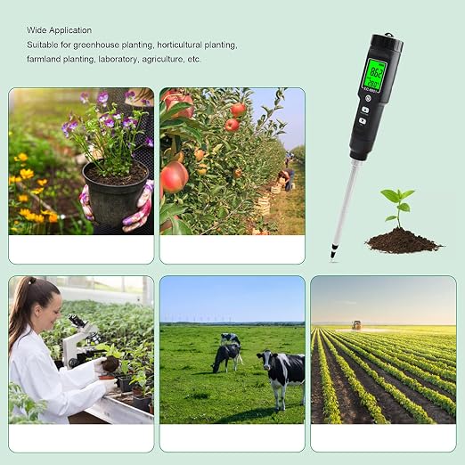 2 in 1 Soil Tester, Digital EC Temperature Meter with Detachable Probe, Portable Soil Meter for Greenhouse Horticultural Planting