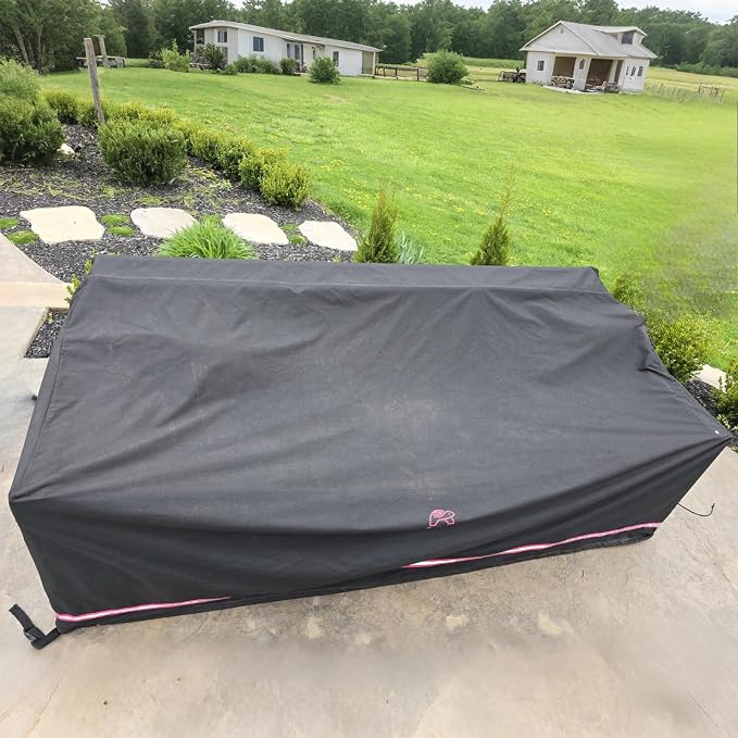 Turtle Life Patio Sofa Cover, Outdoor Heavy Duty Durable UV Water Resistant Anti-Fading Multi-Person Sofa Cover with 2 Upgrade Air Vents and 2 Buckles, Black, 104" W x 40" D x 35" H