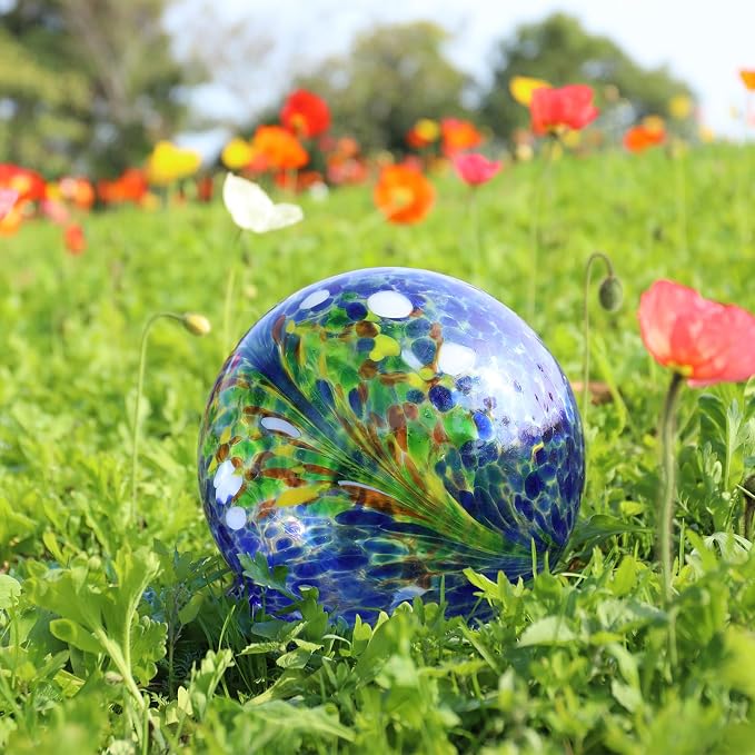 10 Inch Gazing Ball Glass Reflective Garden Globe Outdoor Gazing Globe Yard Ornament for Garden Yard Home Outdoor Decoration Multi, NOT Solar