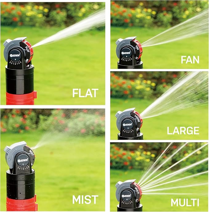 Eden 94150 Multi-Pattern Turbo Gear Drive Metal Tripod Sprinkler Plus One-Direction Misting System w/Quick Connect Starter Kit, 360 Degree Coverage
