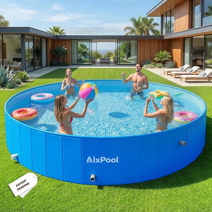 2026 Large Foldable Pool,Non-Inflatable Pool for Adult,Foldable Swimming Pool,Plastic Kiddie Portable Pool,Collapsible Kid Pool for Backyard,Oversized Easy Setup Family Pool for Adult,6.5FT