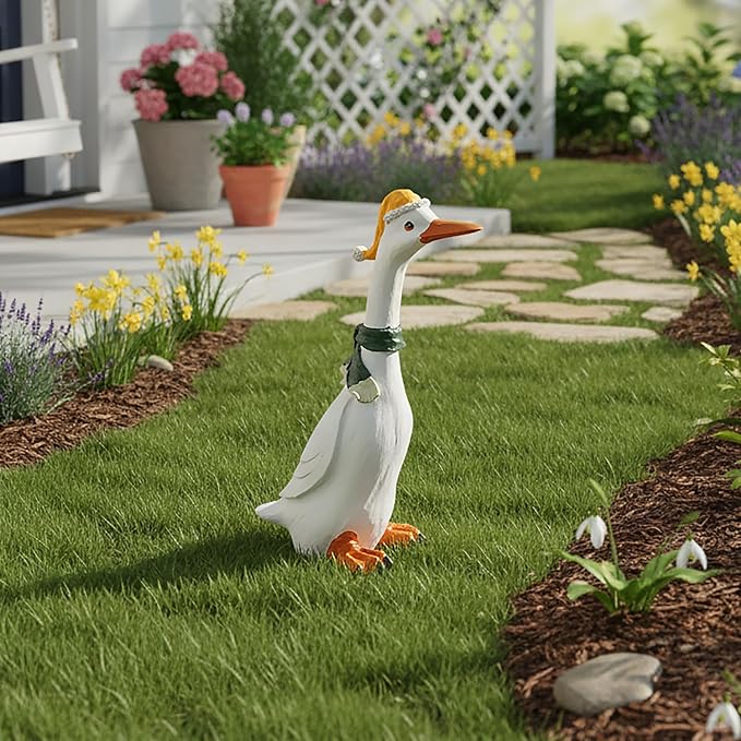 Porch Goose Garden Statue, Porch Goose Statue for Outdoor Decor, Goose Yard Sculpture Garden Decor, 11 Inches Yard Goose, Resin Goose Figurine for Patio, Balcony, Yard, Lawn Ornament, Unique Gift