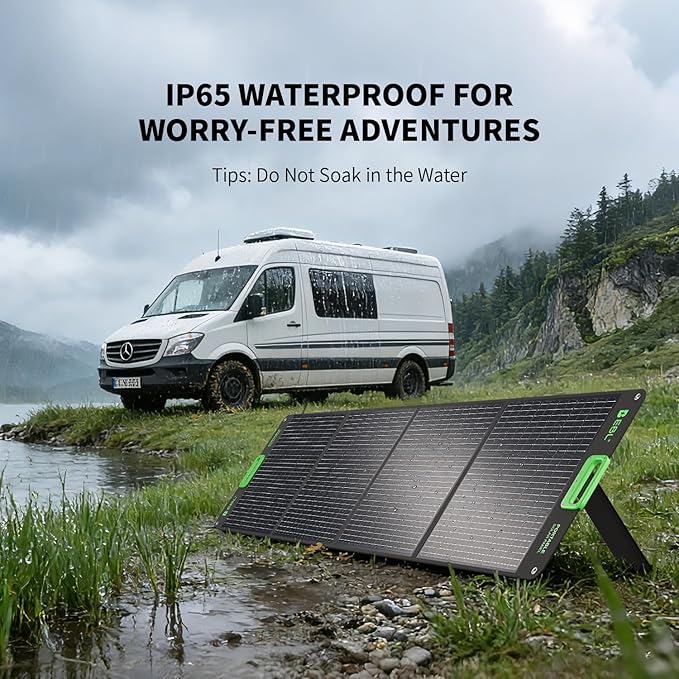 EBL 200W Portable Solar Panel for Power Station, Foldable Solar Charger w/ 4 Kickstands, IP65 Waterproof Solar Panel Kit w/DC XT60 Anderson Aviation Output for Outdoor RV Camper Blackout