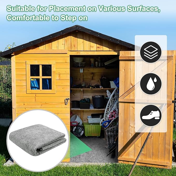 M METERXITY Outdoor Storage Shed Mat, 4x6.6 FT Waterproof Small Shed Flooring Mat for Patio Furniture Floor Protecting from Wear/Liquid/Dust/Oil, Non-Slip Carport Pad [Grey White]
