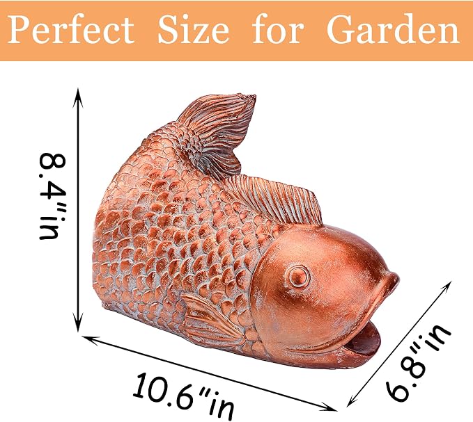 Teaeeno Fish Gutter Downspout Extension Decoration,3''x4'' Downspout Extender Diverter Splash Block Sculpture Outdoor Decor,Animal Resin Statue Ornaments, for Garden,Terrace,Lawn,Yard(Red)