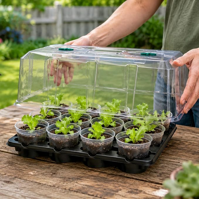 homenote 4 Inch Seed Starter Trays 2 Pack with Humidity Dome | 12-Cell Seedling Starter Trays, Plant Starter Germination Trays, For Pot Seedlings Indoor Outdoor