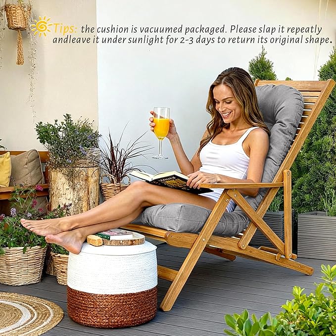 Rocking Chair Cushion Adirondack Chair Cushions with Non-Slip Ties, High Back Patio Chair Cushions,Fade-Resistant & Waterproof,Indoor/Outdoor Rocking Chair Pad for Living Room, Deck,Light Gray