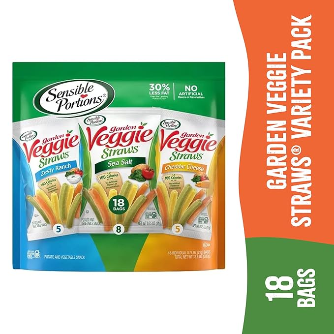 Sensible Portions Garden Veggie Snacks - Veggie Straws Variety Pack, 18ct Polybag (Pack of 1)