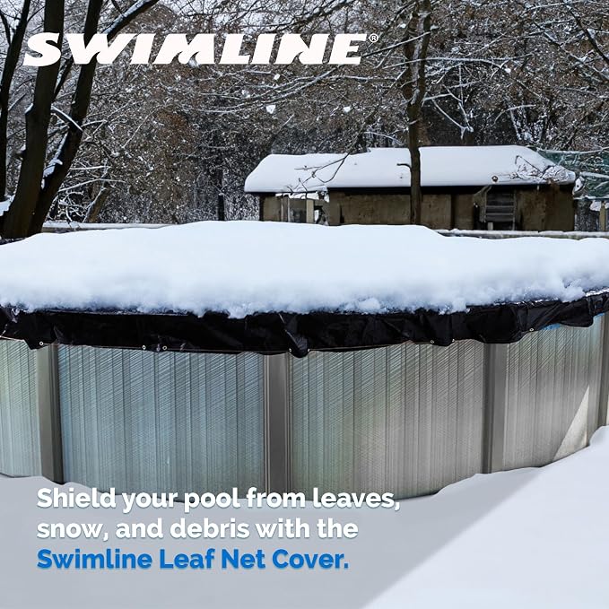 SWIMLINE HYDROTOOLS Super Guard Heavy Duty Pool Cover For Above Ground Swimming Pools |31 FT Cover | Blue / Black | Winch & Cable Included | UV Protected For 28 FT Round Pools | PCO831