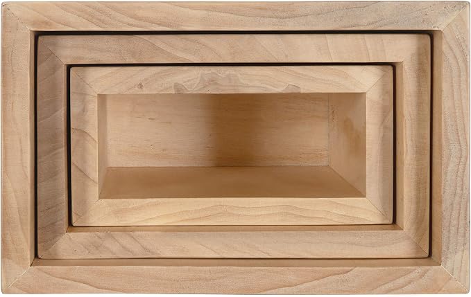 Kate and Laurel Domio Wall Hanging Planter Shelves, Set of 3, Natural Wood, Geometric Nesting Planter Collection