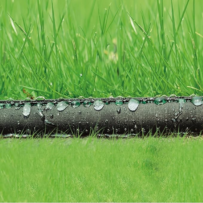 Hourleey Flat Soaker Hose 100 FT for Garden, 100' (50FT x 2) Linkable Consistent Drip Irrigation Hose, Leak-free Dual-layer Design Saving 80% Water Garden System Water Hose with Holes