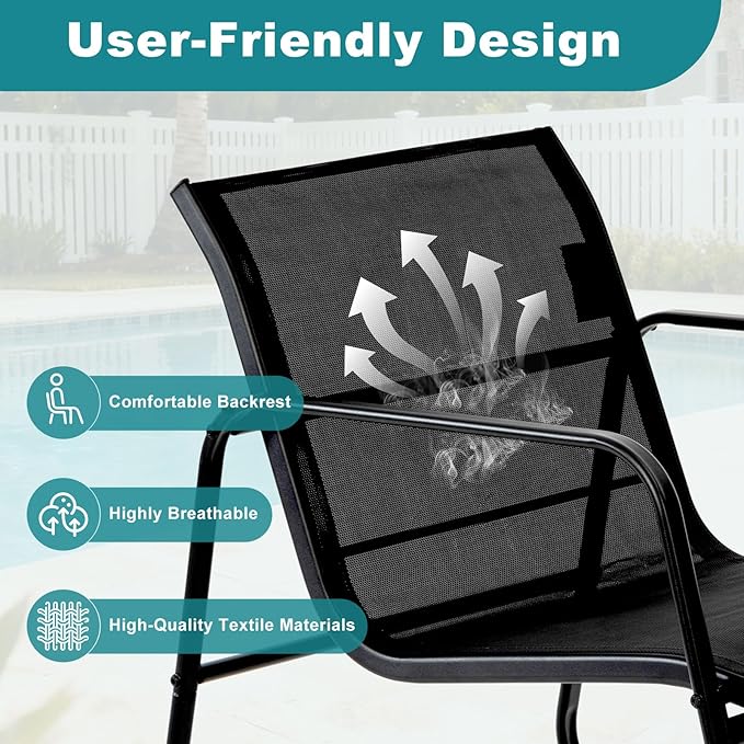 DUMOS 3 Piece Patio Furniture Set，Outdoor Patio Furniture Set with Table, Patio Sectional Bistro Sets for Lawn, Garden, Balcony, Poolside