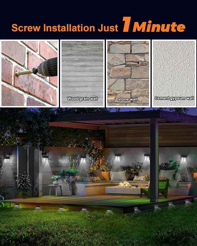 Solar Step Lights (Cool, DownSide-12Pack) | Solar Powered, Outdoor Steps