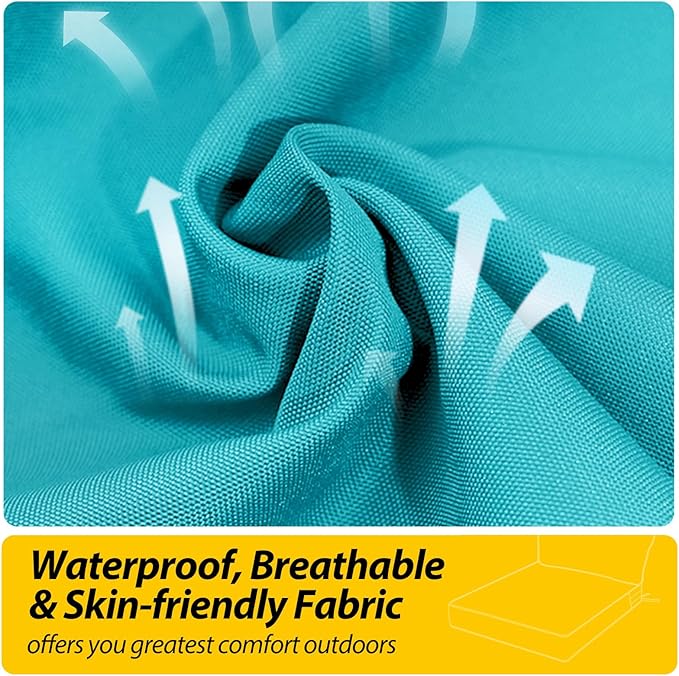 AAAAAcessories Outdoor Seat Cushions for Chairs, Fade-Resistant, Waterproof Patio Furniture Replacement Cushions, 25.5" x 25.5" x 5" + 25.5" x 13.5", Turquoise Blue