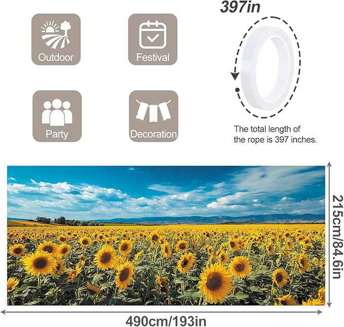 7 * 16FT Summer Garage Door Cover Decorations Sunset Palm Trees Garage Door Banner for Outdoor Indoor Summer Party Photography Backdrop (sunflower, 7 * 16 ft)