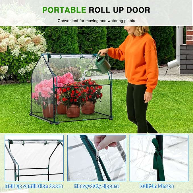 Yesker Mini Greenhouse 36"x18"x33" Portable Small Green House for Indoor Outdoor Greenhouses with PVC Cover Compact Greenhouses Kit for Winter Gardening Balcony Patio Outside Backyard Plant Protection