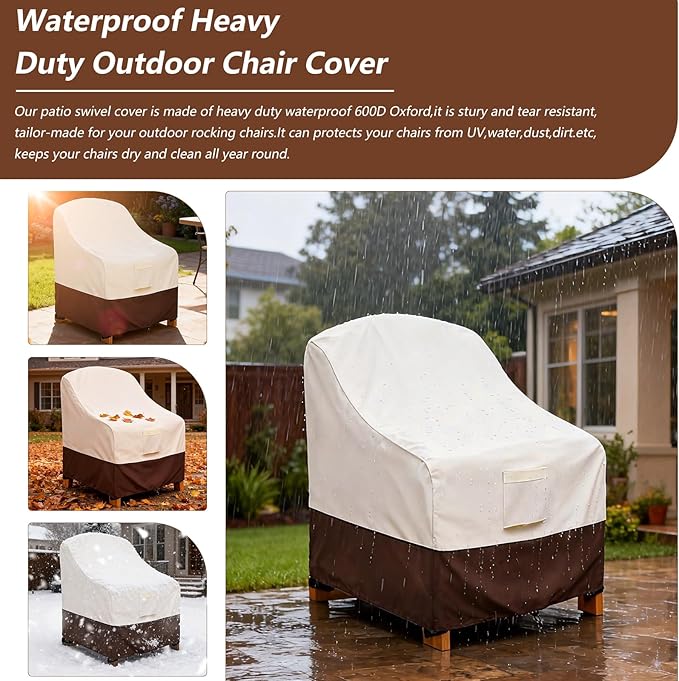 Outdoor Chair Covers 4 Pack,Patio Swivel Chair Covers,600D Heavy Duty Waterproof Patio Adirondack Chairs Cover,Outdoor Furniture Covers for All Weather Protection.30 W x 34" D x 36" H