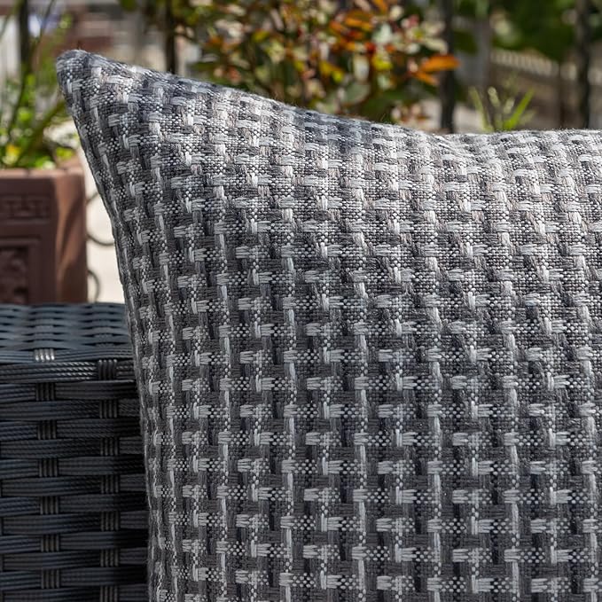 Kevin Textile Outdoor Waterproof Throw Pillow Covers Pack of 2 Boho Farmhouse Decorative Lumbar Cushion Covers for Garden Patio Tent Balcony Bench Couch Sofa 14x24 Inch, Dark Grey