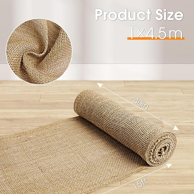 Gardening Burlap Roll - Multipurpose Natural Burlap Fabric (40 Inch x 15 Feet)