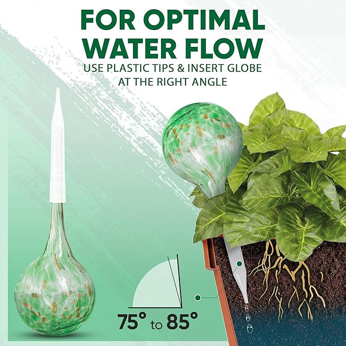 Plant Watering Globes Set of 6 - Small Glass Self Watering Bulbs Up to 5 Days of Irrigation - for Indoor & Outdoor Plants - Multicolor, Automatic, Glass Watering Bulbs for Daily Use, Watering Devices