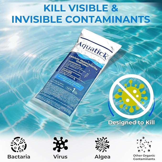 Pro-Grade Chlorine Pool Shock, 68% Cal-Hypo Granular Sanitizer, Prevents Bacteria & Algae, Restores Crystal Clear Water - Shock Treatment, Swimming Pool Chemical - 12 X 1lb