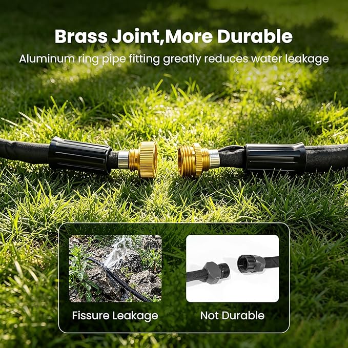 MIXC 2026 Thickened Flat Soaker Hose 100Ft with Copper Joint, Saving 80% Water, Aluminum Seal, 1mm Hose, 360°Swival Handle, Hole Pressure Relief Gasket, Drip Kit for Vegetable Garden, Lawn, Flower Bed