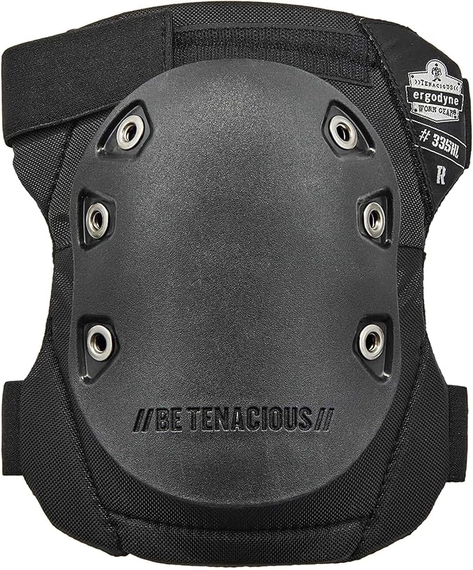 Ergodyne - 18336 ProFlex 335HL Slip Resistant Rubber Cap Knee Pads, Hook & Loop Closure Black Cap