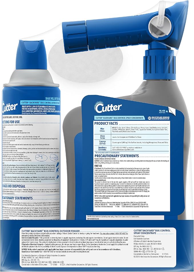 Cutter Backyard Bug Control Combo Pack, with Outdoor Fogger & Hose-End Spray Concentrate