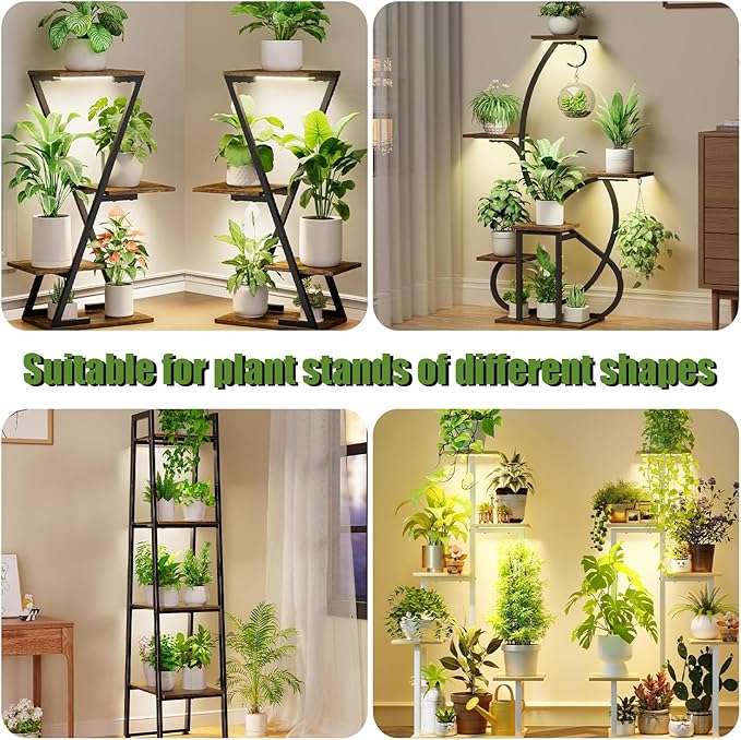 8.6'' LED Grow Light Strips, Full Spectrum 3500K Grow Lights for Indoor Plants, 3 Head with 3/9/12H Timer, 10 Dimmable Levels, Suitable for Seedling, Succulent, Plant Shelf and Greenhouse, 2-Pack