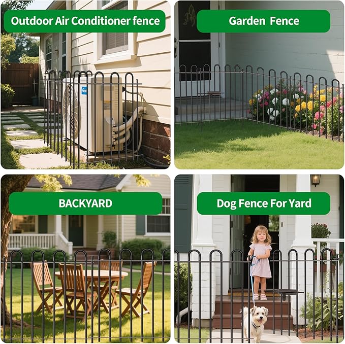 5 Panels Decorative Garden Fence with Gate, 32 in (H) x 10.8 ft (L) Metal Thick Tube No Dig Dog Fence Outdoor for Yard, Rustproof Tall Animal Barrier Fencing, Garden Edging Border for Yard, Patio