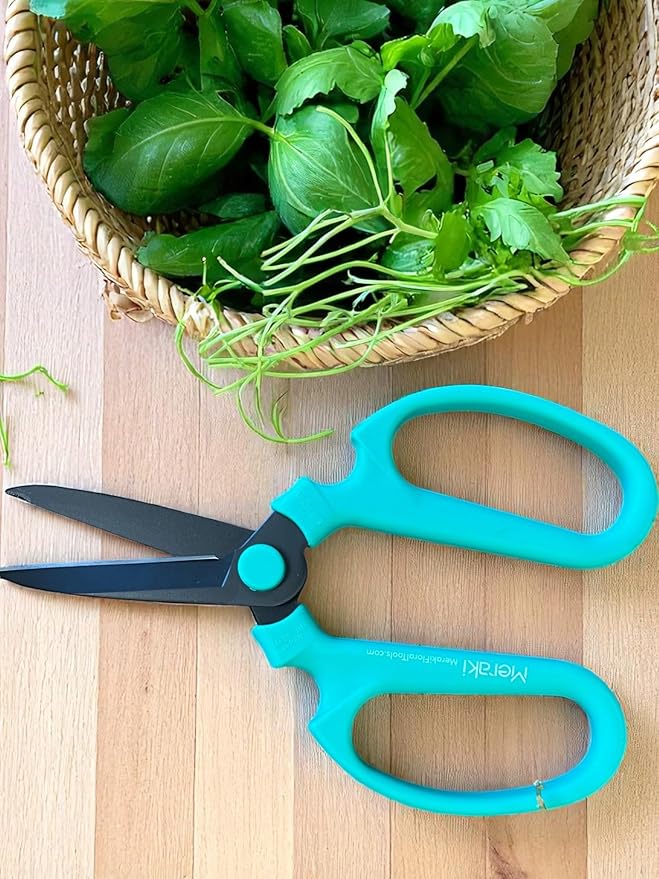 Garden Pruning Shears Scissors Carbon Steel Blades 7.6 Inch, Echinops - Teal