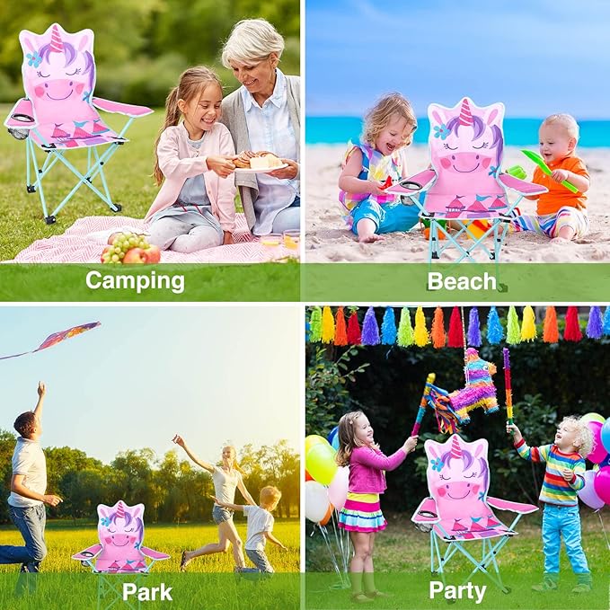 KABOER Kids Outdoor Folding Lawn and Camping Chair with Cup Holder and Carrying Bag, Children's Camping Chairs