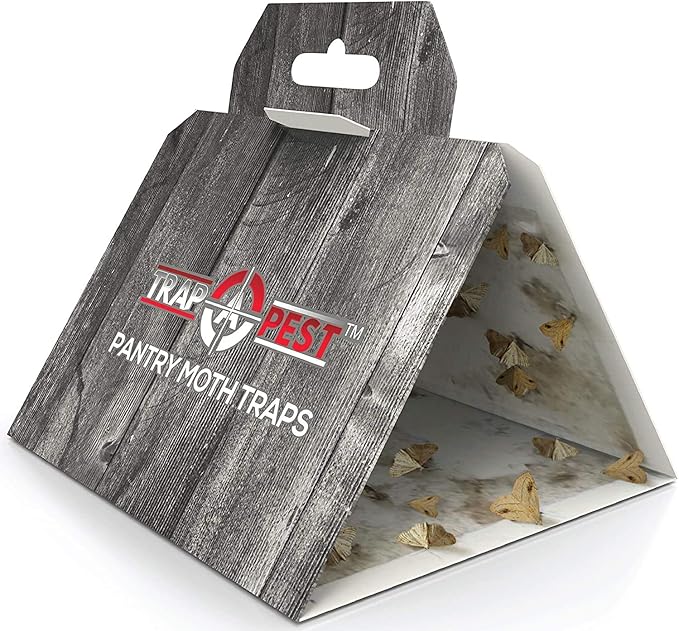 12 Pack Pantry Moth Traps - Safe and Effective for Food and Cupboard - Glue Traps with Pheromones for Pantry Moths