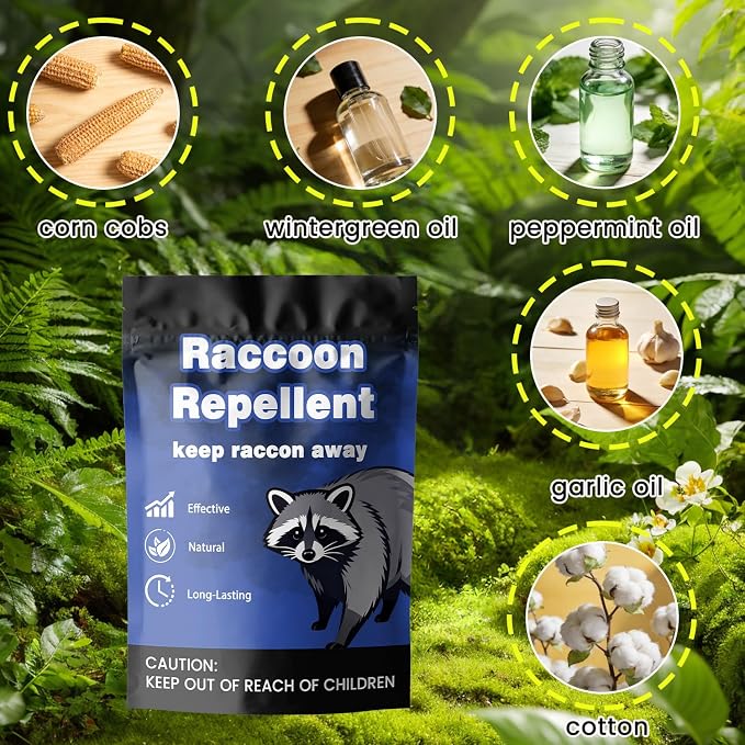 Raccoon Repellent Homes & Yards - Outdoor Safe Granules, Helps Shield Trash Cans, Gardens, and Attics from Nuisance Wildlife-10Packs