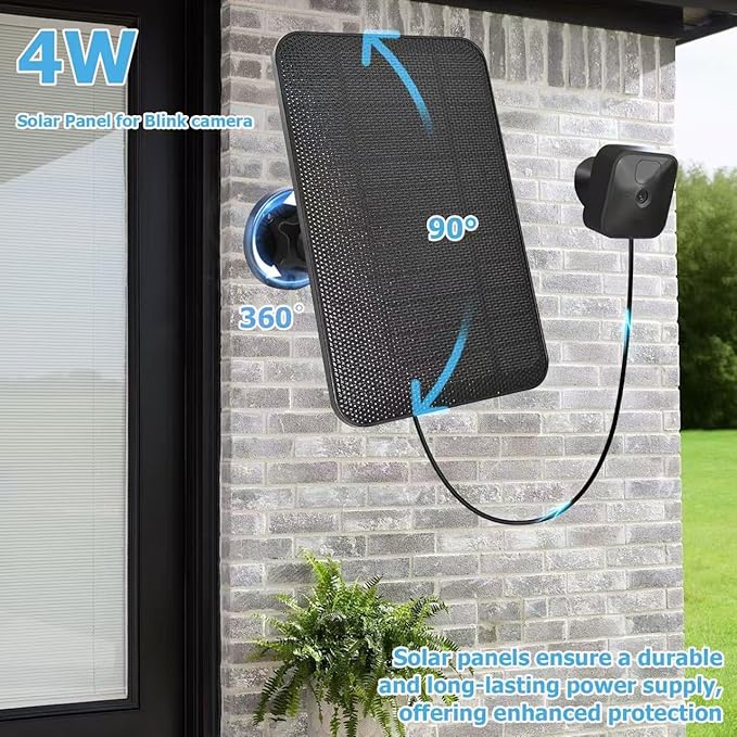 4W Solar Panel for Blink Camera, Solar Panel Compatible with Blink Outdoor 4 (4th Gen) Camera, Waterproof Solar Charger for Camera Outdoor (3rd Gen)/XT3,XT2/XT(Not Included) with 10Ft Cable, 2 Pack