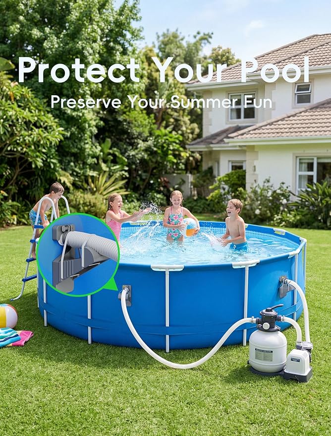 SHAPON 2Pcs Swimming Pool Pipe Holders, Above Ground Pool Accessories Compatible with Intex Pools, Pool Hose Support Bracket – Prevents Pipe Sagging for Pool Accessories