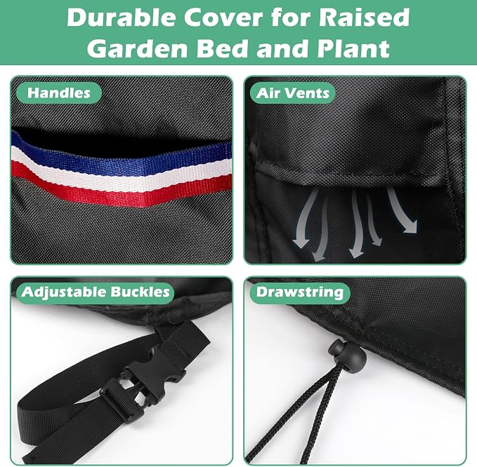 6x3 FT Raised Garden Bed Cover - Heavy Duty Frost Cover for Outdoor Winter Frost Cold Weather Plant Freeze Protection Covers, Black 73" x 37" x 25"