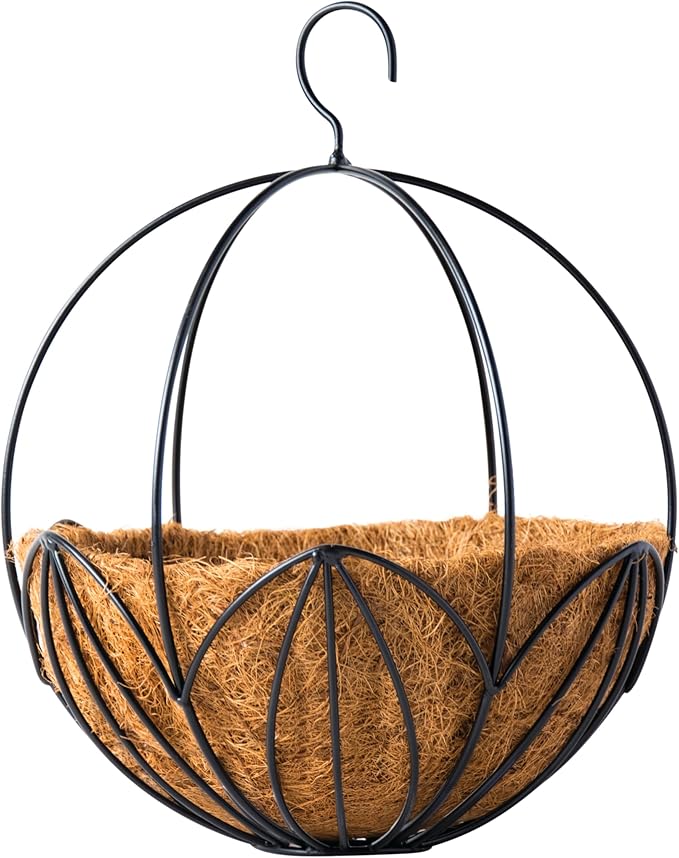 SuperMoss (80304) Leeds Sphere Metal Hanging Basket – Modern Hanging Planter for Indoor & Outdoor Plants – Decorative Metal Hanging Basket for Home, Patio, Garden & Balcony Décor, Medium (14"), Black