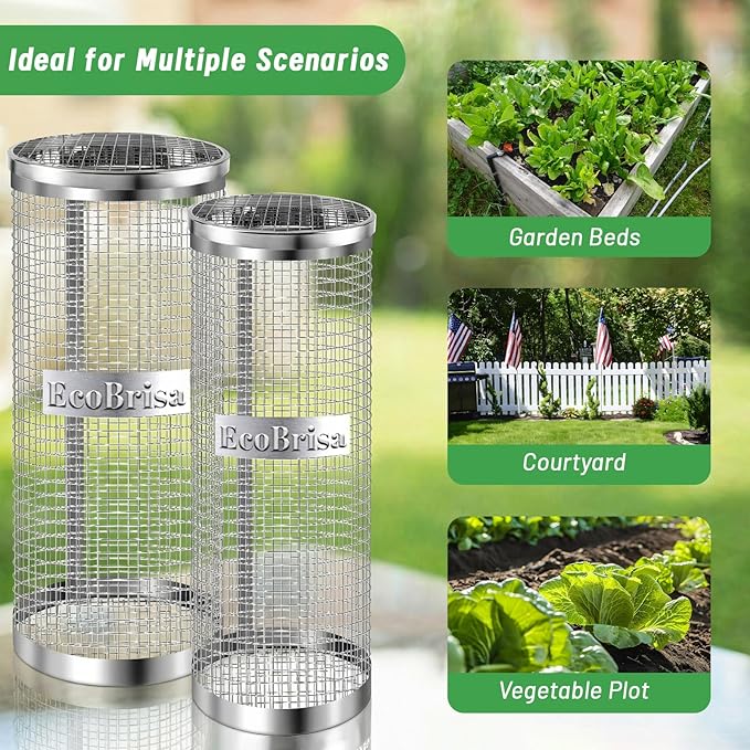 Underground Worm Composting Bin, Metal Compost Bin for Recycling Kitchen Food Waste, Outdoor Worm Compost Bin with Holes and Lid Use in Outdoor Garden Vegetable Patch Backyard (Silvery 4pcs)