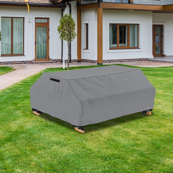 STARTWO Waterproof Picnic Table Cover Outdoor Patio Bench Covers for 6 ft Picnic Table Bench Set Windproof 70 / 72 Inch,Grey