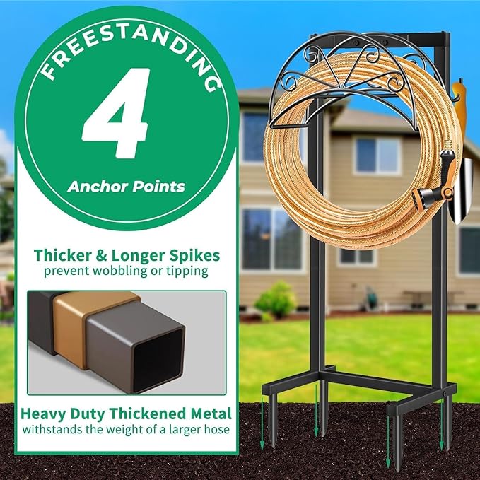 TomCare Garden Hose Holder Detachable Metal Water Hose Holder Hose Hanger